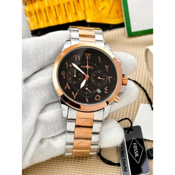 buy luxurious fossil arabic all chronograph working two tune watch for men