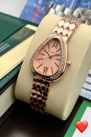 Bvlgari Branded Analog Watch With Rose Gold Watch With Rose Gold Dial Designer Rose Gold Strap Watch For Girl Or Woman-Best Gift Date Watch-BV-103458