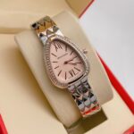 Bvlgari Branded Analog Watch With Silver Metal Case & Strap Watch With Rose Gold Dial Designer Rose Gold Multicolor Strap Watch For Girl Or Woman-Best Gift Date Watch-BV-103457