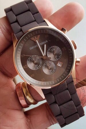 Classy Emporio Armani Chronograph Brown Silicone Men's Watch AR5890