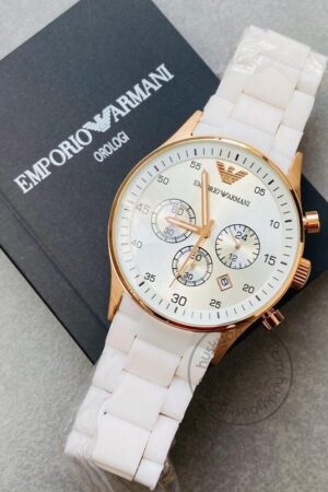 Classy Emporio Armani White Chronograph Analog White Dial Men's Watch AR-5919