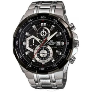 Edifice Chronograph Black Dial Silver Strap Men's Watch EFR 539D 1AVUDF