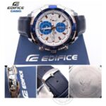 Edifice Chronograph Blue White Men's Leather Watch 539L-7CV