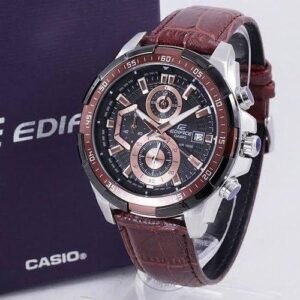 Edifice Chronograph Brown Dial Leather Men's Watch EFR 539L 5AVUDF