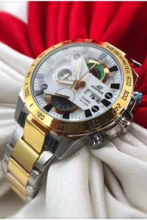 Edifice Chronograph Men's Watch Silver Gold Metal Watch For Man EFR 540 GS