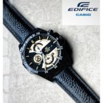 Edifice Limited Adition Chronograph Yellow Dial Black Strap Leather Dated Men's Watch EFR-557