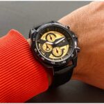 Edifice Limited Adition Chronograph Yellow Dial Black Strap Leather Dated Men's Watch EFR-557