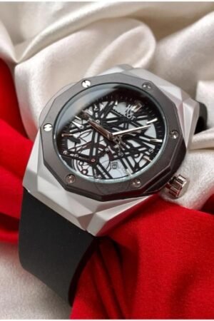 Fashionable Hublot Black Silver Mens Watch Big bang Fusion Leather Watch for Man HB-BS01