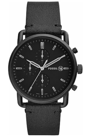 Fossil Chronograph Black Dial with Leather Strap Watch for Men FS-5504