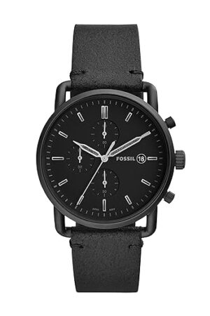 Fossil Chronograph Black Dial with Leather Strap Watch for Men FS-5504