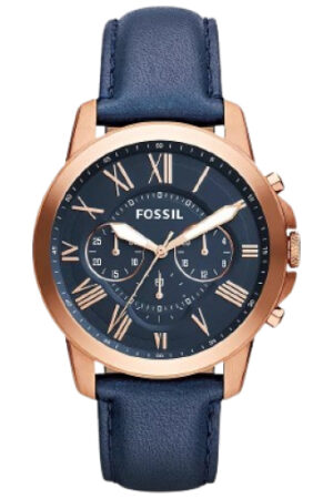 Fossil Chronograph Blue Dial Leather Men's Watch For Man - Fs4835 (Best Gift For Man)