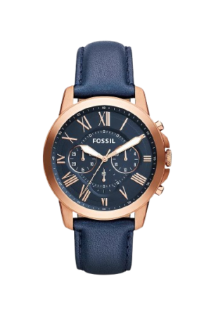 Fossil Chronograph Blue Dial Leather Men's Watch For Man - Fs4835 (Best Gift For Man)