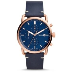 Fossil Chronograph Blue Dial with Blue Leather Strap Watch for Men FS-5404