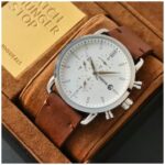 Fossil Chronograph White Dial with Brown Leather Strap Watch for Men FS-5403