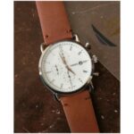 Fossil Chronograph White Dial with Brown Leather Strap Watch for Men FS-5403