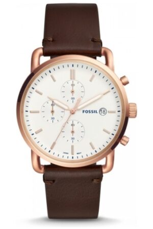 Fossil Chronograph White Dial with Leather Strap Watch for Men FS-5402