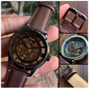 Fossil Townsman Automatic In Black & Transparent Case With Dark Brown Color Strap Watch For Men's Watch ME-3098 Formal Casual Metal Watch For Man