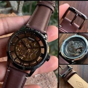 Fossil Townsman Automatic In Black & Transparent Case With Dark Brown Color Strap Watch For Men's Watch ME-3098 Formal Casual Metal Watch For Man