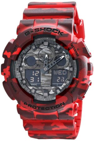 G-Shock Analog Digital Black Army Dial Resin Red Army Strap Gents Wrist Watch-Best Gift GA-100CM-4ADR