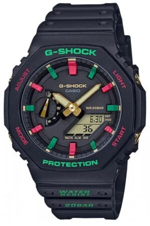 G-Shock Analog Digital Black Color Belt Men's Watch For Man With Black Dial Gift Watch GA-2100TH-1ADR