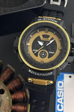 G-Shock Analog Digital Watch Dual Time In Yellow Color Case Black Rubber Strap Watch For Men -Unisex Fancy look premium quality G-302