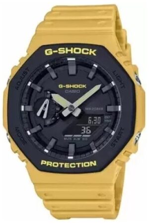 G-Shock Analog Digital Yellow Color Belt Men's Watch For Man GA-2110SU-9ADR Black Color Dial Day And Date Gift Watch