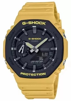 G-Shock Analog Digital Yellow Color Belt Men's Watch For Man GA-2110SU-9ADR Black Color Dial Day And Date Gift Watch