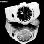 G-Shock Mid-Size Analog Digital 200M Super illuminator Watch GA-800SC-7A Black Dial White Strap