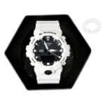 G-Shock Mid-Size Analog Digital 200M Super illuminator Watch GA-800SC-7A Black Dial White Strap