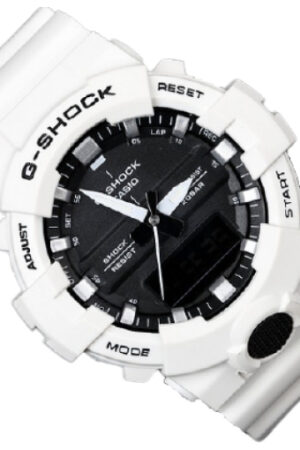 G-Shock Mid-Size Analog Digital 200M Super illuminator Watch GA-800SC-7A Black Dial White Strap