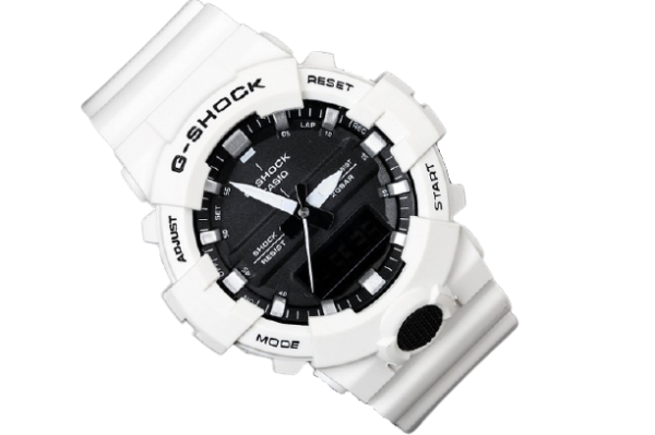 G-Shock Mid-Size Analog Digital 200M Super illuminator Watch GA-800SC-7A Black Dial White Strap