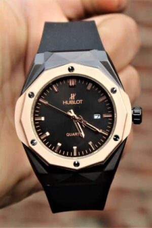 Hublot Gold Case Black Dial Mens Watch Big Bang Fusion Leather Watch For Man Hb-Gb-002