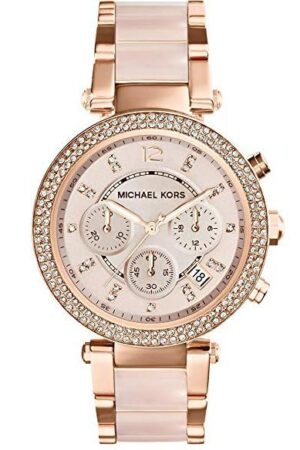 Michael kors Rose Gold Dial Women's Watch For Girl Or Woman Mk5896 Two-Tone Strap Best Gift Watch