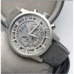 Mont Blanc Grey Chronograph Leather Men's Watch for Man M1122 Formal Casual