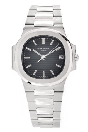 Patek Philippe Nautilus Mad Watch Quartz Movement Black Dial Silver Strap Dated Watch For Men's-Best Men's Collection PK-3800