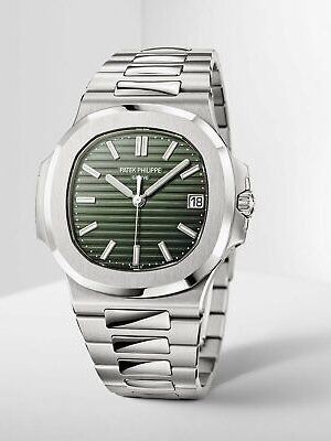 Patek Philippe Nautilus Mad Watch Quartz Movement Green Dial Dated Watch For Men's-Best Men's Collection PP-1728