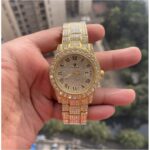 Rolex Analog Diamond Set Gold Watch Royal Stainless Steel RLX-8082