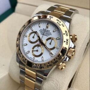 Rolex Chronograph Two-Tone Men's Watch For Man White Color Dial Date Gift Watch RLX-SG-QTZ