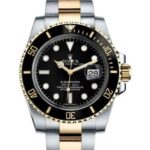 ROLEX Submariner Quartz Silver Gold Dial Metal Mens Watch for Man Dual Tone 116613LN Gift