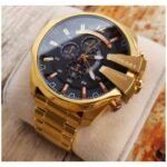 Stylish Diesel Mega Chief Chronograph Full Gold Black Dial Men's Watch for man DZ4361 Gift