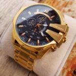 Stylish Diesel Mega Chief Chronograph Full Gold Black Dial Men's Watch for man DZ4361 Gift