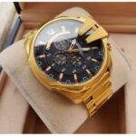 Stylish Diesel Mega Chief Chronograph Full Gold Black Dial Men's Watch for man DZ4361 Gift