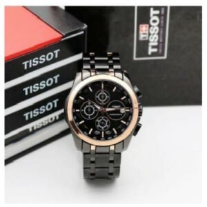 Stylish Tissot Chronograph Black Strap Men's Watch for Man Black Rose Gold Black Dial 1853 - Gift TS-BB-01