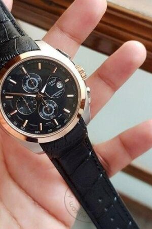 Stylish Tissot Leather Chronograph Men's Watch Black Leather Formal Casual