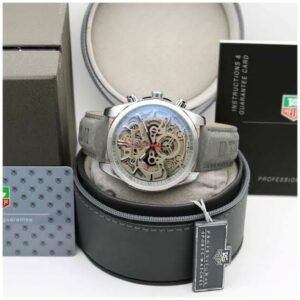 Tag heuer CR7 Diagno Grey Chronograph Multi Dial Leather Mens TAG-CAR2110-SILVER Watch for Man - Gift