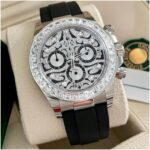 Trendy Rolex Chronograph Daytona Eye Of The Tiger Chronograph Quartz Silver Dial Chronometer Diamond Men's Watch TIGER-116589