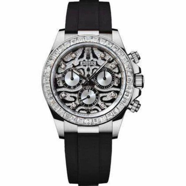 Trendy Rolex Chronograph Daytona Eye Of The Tiger Chronograph Quartz Silver Dial Chronometer Diamond Men's Watch TIGER-116589