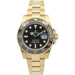 Trendy ROLEX Quartz Gold Black Dial Metal Mens Watch for Man Rlx-Sub-GB