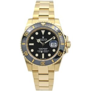 Trendy ROLEX Quartz Gold Black Dial Metal Mens Watch for Man Rlx-Sub-GB