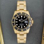 Trendy ROLEX Quartz Gold Black Dial Metal Mens Watch for Man Rlx-Sub-GB